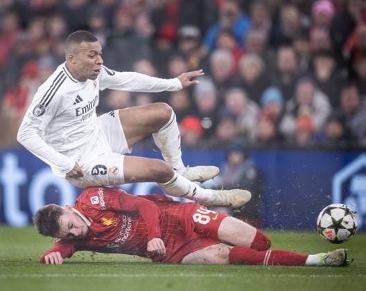 Liverpool vs Real Madrid Mbappe in action during the game against Liverpool valid for Champions League at the Anfield stadium, in Liverpool, today November 27, 2024. Copyright: xx _RR_0128