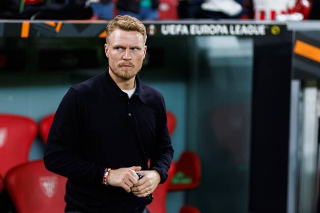 241128 Head coach Oscar Hiljemark of Elfsborg during the Europa League match between Athletic Bilbao and Elfsborg on November 28, 2024 in Bilbao. Photo: Bildbyran EXT BILDBYRAN kod XY XZ0198 fotboll football soccer fotball uefa europa league europa league athletic bilbao elfsborg bbeng Copyright: BILDBYRANxEXT BB241128BB717