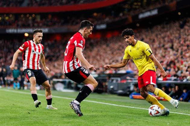 241128 Ahmed Qasem of Elfsborg during the Europa League match between Athletic Bilbao and Elfsborg on November 28, 2024 in Bilbao. Photo: Bildbyran EXT BILDBYRAN kod XY XZ0198 fotboll football soccer fotball uefa europa league europa league athletic bilbao elfsborg bbeng Copyright: BILDBYRANxEXT BB241128BB880