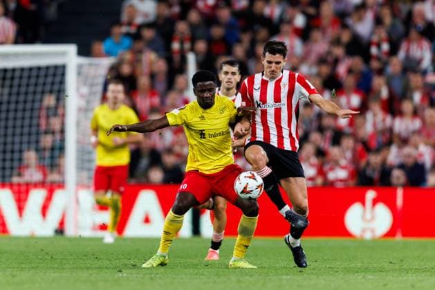 241128 Michael Baidoo of Elfsborg during the Europa League match between Athletic Bilbao and Elfsborg on November 28, 2024 in Bilbao. Photo: Bildbyran EXT BILDBYRAN kod XY XZ0198 fotboll football soccer fotball uefa europa league europa league athletic bilbao elfsborg bbeng Copyright: BILDBYRANxEXT BB241128BB896