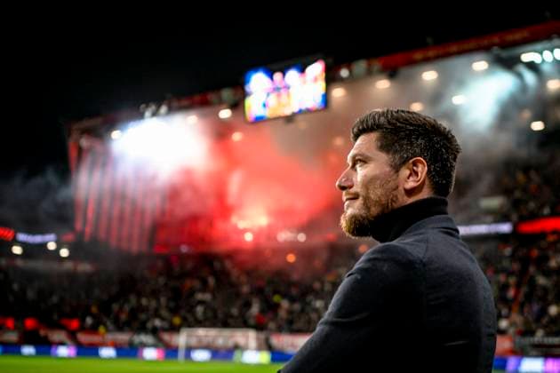 Union SG trainer Sebastien Pocognoli , during the match Twente - Union Sint-Gillis at the Grolsch Veste for the UEFA Europa League - League phase - Matchday 5 season 2024-2025 in ENSCHEDE, Netherlands on 28 november 2024, (photo by Stefan Koops EYE4images DeFodi Images) Defodi-746_202140