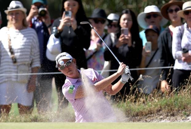 GOLF AUSTRALIAN OPEN, Ashleigh Buhai of South Africa hits out of the bunker on day two of the ISPS HANDA Australian Open at Victoria Golf Club in Melbourne, Friday, November 29, 2024. ( NO ARCHIVING, EDITORIAL USE ONLY, NO USE IN BOOKS WITHOUT CONSENT MELBOURNE VICTORIA AUSTRALIA  Copyright: xCONxCHRONISx 20241129196728615477