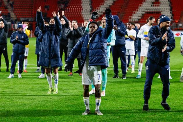 Mohammed Fuseini of Union St. Gilloise celebrating , UEFA Europa League 2024 25 League Phase MD5, FC Twente v R. Union Saint-Gilloise, De Grolsch Veste, November 28, 2024, Enschede, Netherlands.