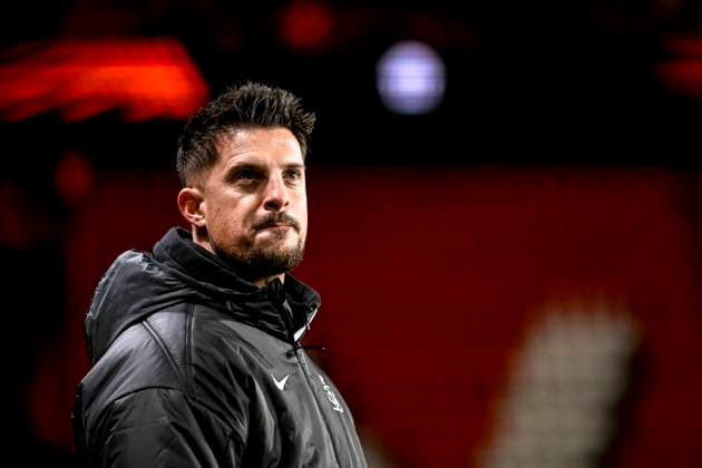 Union SG trainer Sebastien Pocognoli , during the match Twente - Union Sint-Gillis at the Grolsch Veste for the UEFA Europa League - League phase - Matchday 5 season 2024-2025 in ENSCHEDE, Netherlands on 28 november 2024, (photo by Stefan Koops EYE4images DeFodi Images) Defodi-746_202172