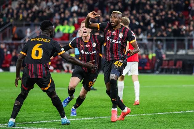 ALKMAAR, 28-11-2024, AFAS Stadium, UEFA Europa League, season 2024 2025. Match between AZ - Galatasaray. Galatasaray player Victor Osimhen reacts after his goal (1-2) is disallowed due to offside (final score 1-1). AZ - Galatasaray  x26846370x Copyright: