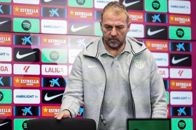 November 29, 2024, Sant Joan Despi, Barcelona, SPAIN: Hansi Flick, head coach of FC Barcelona, Barca attends his press conference, PK, Pressekonferenz during the training day of FC Barcelona ahead the Spanish League, La Liga EA Sports, football match against UD Las Palmas at Ciudad Esportiva Joan Gamper on November 29, 2024 in Sant Joan Despi, Barcelona, Spain. Sant Joan Despi SPAIN - ZUMAa181 20241129_zaa_a181_052 Copyright: xJavierxBorregox