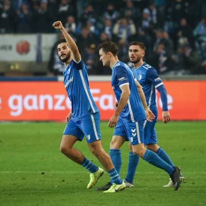 29.11.2024, xgox, Fussball 2. Bundesliga, 1. FC Magdeburg - Hertha BSC Berlin emspor, v.l. Mohammed El Hankouri (Magdeburg, 11) Jubel, Torjubel, jubelt ueber das Tor, celebrate the goal, celebration (DFL DFB REGULATIONS PROHIBIT ANY USE OF PHOTOGRAPHS as IMAGE SEQUENCES and or QUASI-VIDEO) Magdeburg
