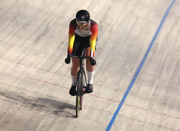 2024-11-29 UCI Track Champions League - Round 2 APELDOORN, NETHERLANDS - NOVEMBER 29: Propster of Germany during Round 2 of the UCI Track Champions League at Omnisport on November 29, 2024 in Apeldoorn, Netherlands. (Photo by Peter Lous BSR Agency) Apeldoorn Netherlands Content not available for redistribution in The Netherlands directly or indirectly through any third parties. Copyright: xBSRxAgencyx