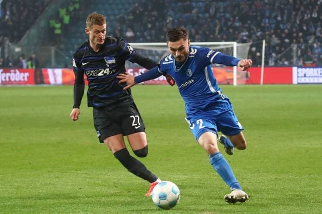 29.11.2024, xgox, Fussball 2. Bundesliga, 1. FC Magdeburg - Hertha BSC Berlin emspor, v.l. Michael Cuisance (Hertha, 27), Samuel Loric (Magdeburg, 2) Zweikampf, Duell, Kampf, tackle (DFL DFB REGULATIONS PROHIBIT ANY USE OF PHOTOGRAPHS as IMAGE SEQUENCES and or QUASI-VIDEO) Magdeburg