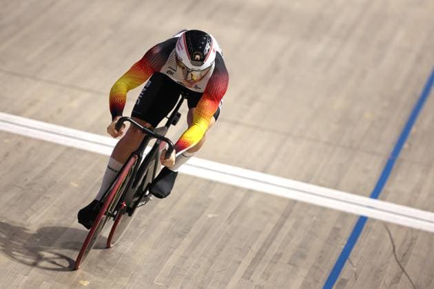 2024-11-29 UCI Track Champions League - Round 2 APELDOORN, NETHERLANDS - NOVEMBER 29: Spiegel of Germany during Round 2 of the UCI Track Champions League at Omnisport on November 29, 2024 in Apeldoorn, Netherlands. (Photo by Peter Lous BSR Agency) Apeldoorn Netherlands Content not available for redistribution in The Netherlands directly or indirectly through any third parties. Copyright: xBSRxAgencyx