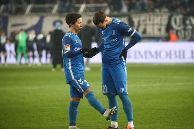 29.11.2024, xgox, Fussball 2. Bundesliga, 1. FC Magdeburg - Hertha BSC Berlin emspor, v.l. Tatsuya Ito (Magdeburg, 37), Falko Michel (Magdeburg, 21) enttaeuscht, enttäuscht, schaut enttaeuscht, niedergeschlagen, disappointed (DFL DFB REGULATIONS PROHIBIT ANY USE OF PHOTOGRAPHS as IMAGE SEQUENCES and or QUASI-VIDEO) Magdeburg