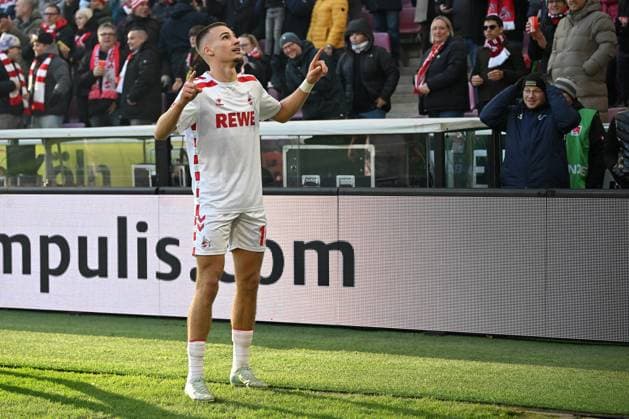 Koeln, Rheinenergiestadion, 30.11.24, GER, Herren, 2.Bundesliga, Saison 2024-2025, 1.FC Koeln - Hannover 96 Bild: Tim LEMPERLE (Koeln) jubelt nach seinem Tor zum 1:1 Only for editorial use! DFL regulations prohibit any use of photographs as image sequences and or quasi-video. NRW Deutschland