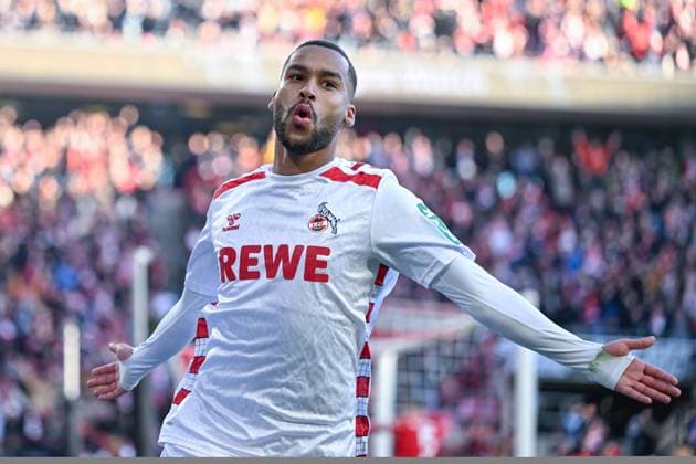 30.11.2024, Fussball, 2. Bundesliga, 14. Spieltag Saison 2024 2025, 1.FC Köln - Hannover 96, Linton Maina (1. FC Köln) freut sich über das Tor zum 2:1. xRHR-FOTO TKx