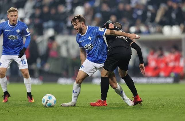 30.11.2024, xdcx, Fussball 2. Bundesliga, SV Darmstadt 98 - SC Preußen Münster, emonline, emspor, despor, v.l., Killian Corredor (SV Darmstadt 98), Rico Preißinger (SC Preußen Münster) DFL DFB REGULATIONS PROHIBIT ANY USE OF PHOTOGRAPHS AS IMAGE SEQUENCES AND OR QUASI-VIDEO.