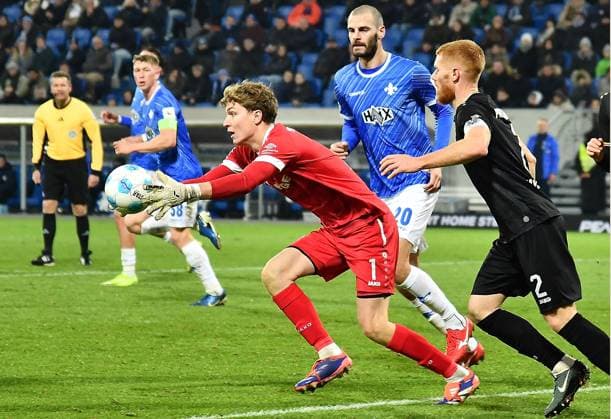 30.11.2024, xhbx, Fussball 2.Bundesliga, SV Darmstadt 98 - Preussen Münster emspor, v.l. Johannes Schenk (Preußen Münster) (DFL DFB REGULATIONS PROHIBIT ANY USE OF PHOTOGRAPHS as IMAGE SEQUENCES and or QUASI-VIDEO) Darmstadt