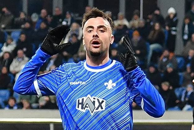 30.11.2024, xhbx, Fussball 2.Bundesliga, SV Darmstadt 98 - Preussen Münster emspor, v.l. Philipp Förster (SV Darmstadt 98) enttaeuscht, enttaeuscht schauend, dissapointed (DFL DFB REGULATIONS PROHIBIT ANY USE OF PHOTOGRAPHS as IMAGE SEQUENCES and or QUASI-VIDEO) Darmstadt