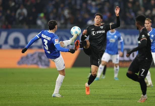 30.11.2024, xdcx, Fussball 2. Bundesliga, SV Darmstadt 98 - SC Preußen Münster, emonline, emspor, despor, v.l., Guillermo Bueno Lopez (SV Darmstadt 98), Andras Nemeth (SC Preußen Münster) DFL DFB REGULATIONS PROHIBIT ANY USE OF PHOTOGRAPHS AS IMAGE SEQUENCES AND OR QUASI-VIDEO.