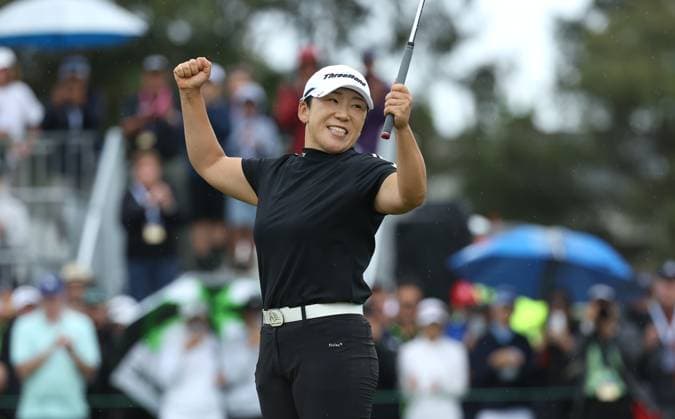 GOLF AUSTRALIAN OPEN, Jiyai Shin of Korea reacts on the 18th after winning the Women?s Australian Open at Kingston Heath Golf Club in Melbourne, Sunday, December 1, 2024. ( NO ARCHIVING, EDITORIAL USE ONLY, NO USE IN BOOKS WITHOUT CONSENT MELBOURNE VICTORIA AUSTRALIA  Copyright: xCONxCHRONISx 20241201145545083090