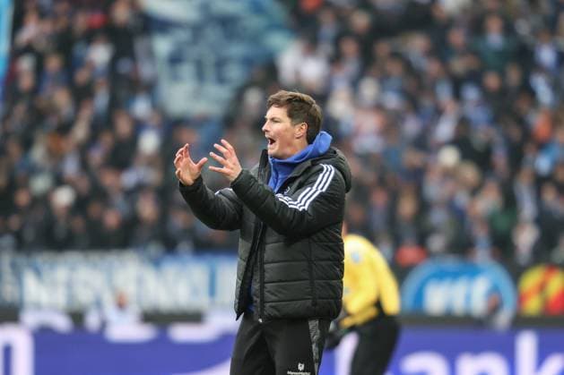 Voller Einsatz an der Seitenlinie Merlin Polzin (Hamburger SV, Interimstrainer) , Karlsruher SC vs. Hamburger SV, Fussball, 2. Bundesliga, 14. Spieltag, 2024 2025, 01.12.2024, DFL REGULATIONS PROHIBIT ANY USE OF PHOTOGRAPHS AS IMAGE SEQUENCES AND OR QUASI-VIDEO, Karlsruher SC vs. Hamburger SV, Fussball, 2. Bundesliga, 14. Spieltag, 2024 2025, 01.12.2024 Karlsruhe