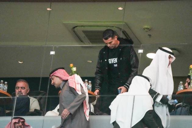 Al Nassr vs Al Sadd, AFC Elite Champions League RIYADH, SAUDI ARABIA - December 2: Pictured - Cristiano Ronaldo and Girlfriend -- AFC Elite Champions League match between Al Nassr (Saudi Arabia) vs Al Sadd (Qatar) at the King Saud University Stadium- Riyadh, on December 2, 2024 in Saudi Arabia (Photo by Samuello)