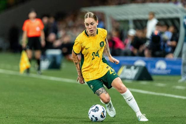 MELBOURNE, AUSTRALIA - DECEMBER 04: Sharn Freier of team Australia during Women s International Friendly, Länderspiel, Nationalmannschaft football match between Australia women and Chinese Taipei women at AAMI Park on December 04, 2024 in Melbourne, Australia. (Photo by Santanu Banik Speed Media Icon Sportswire) SOCCER: DEC 04 Women s International Friendly EDITORIAL USE ONLY Icon24120415976