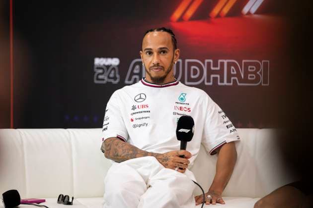 December 5, 2024, Abu Dhabi, United Arab Emirates: LEWIS HAMILTON (GBR) of Mercedes-AMG 44 speaks his his last press conference, PK, Pressekonferenz as a Mercedes driver before switching to Scuderia Ferrari during media day of the 2024 Formula 1 Abu Dhabi Grand Prix at the Yas Marina Circuit. Abu Dhabi United Arab Emirates - ZUMAb177 20241205_aap_b177_026 Copyright: xTaidghxBarronx