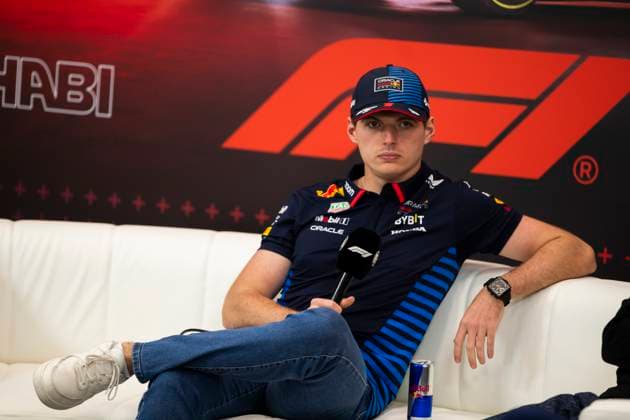 December 5, 2024, Abu Dhabi, United Arab Emirates: MAX VERSTAPPEN (NED) of Oracle Red Bull Racing 1 during an FIA press conference, PK, Pressekonferenz among the swearing controversy during media day of the 2024 Formula 1 Abu Dhabi Grand Prix at the Yas Marina Circuit. Abu Dhabi United Arab Emirates - ZUMAb177 20241205_aap_b177_042 Copyright: xTaidghxBarronx