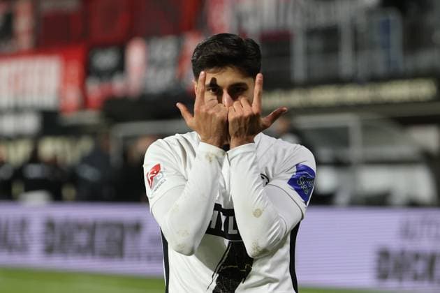 Sport Bilder des Tages 06.12.2024, Fussball, Herren, 2. Bundesliga, Saison 2024 2025, SV 07 Elversberg - 1. FC Nürnberg, Torjubel zum 2:1, Torschütze: Muhammed Damar (SV 07 Elversberg) Elversberg Ursapharm-Arena an der Kaiserlinde Saarland Deutschland (DE)