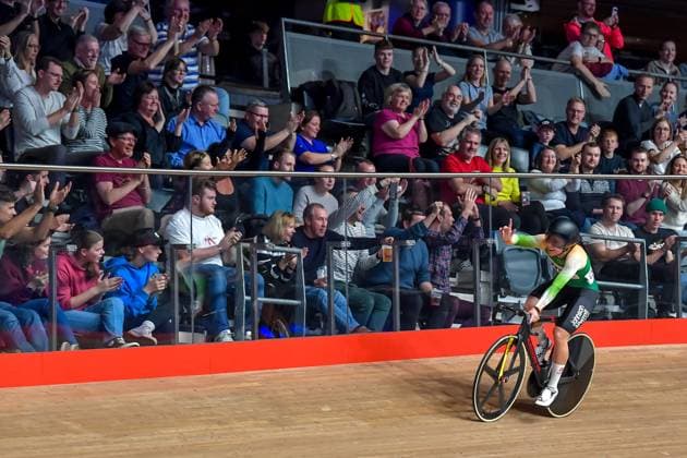 Lara Gillespie of Ireland takes the win in the women elimination UCI Track Champions League at the Lee Valley VeloPark, London, England on 6 December 2024. Copyright: xPhilxHutchinsonx 42200002