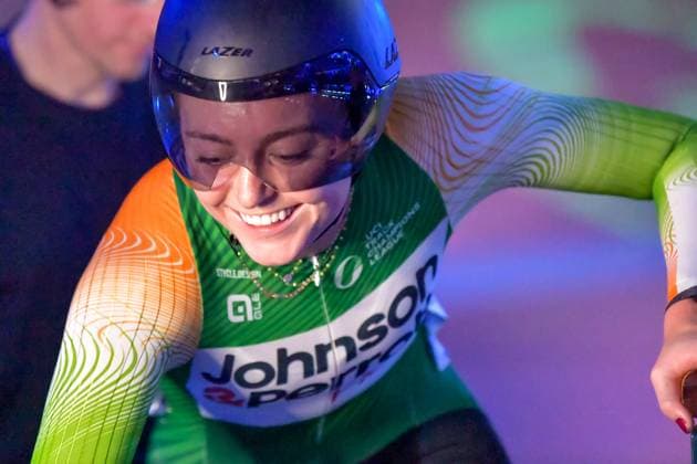 Lara Gillespie of Ireland taking the win in the women elimination UCI Track Champions League at the Lee Valley VeloPark, London, England on 6 December 2024. Copyright: xPhilxHutchinsonx 42200004