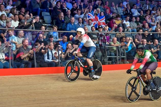 Matthew Richardson of Great Britain competing in the keirin takes the qualifier at the UCI Track Champions League at the Lee Valley VeloPark, London, England on 6 December 2024. Copyright: xPhilxHutchinsonx 42200009