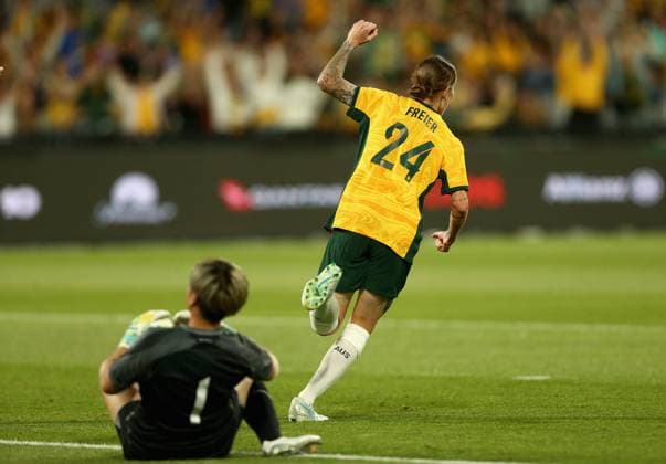 SOCCER AUSTRALIA TAIWAN, Sharn Freier of the Matildas celebrates a goal during the Women s friendly international match, Länderspiel, Nationalmannschaft between Australia and Taiwan at GMHBA Stadium in Geelong, Saturday, December 7, 2024. ( NO ARCHIVING, EDITORIAL USE ONLY, NO USE IN BOOKS WITHOUT CONSENT GEELONG VICTORIA AUSTRALIA  Copyright: xROBxPREZIOSOx 20241207191151657305