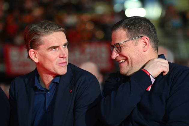 v.re:Max EBERL (Sportvorstand FC Bayern Muenchen), Christoph FREUND (Sportdirektor Bayern Muenchen). Jahreshauptversammlung 2024 des FC Bayern Muenchen e.V. am 08.12.2024 Rudi Sedlmayer Halle.