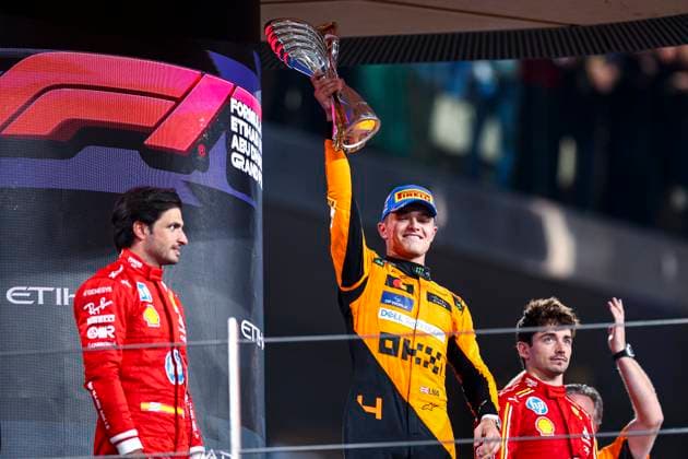 Sport Themen der Woche KW 49 Sport Bilder des Tages Lando Norris of Great Britain and McLaren feiert auf dem Podium, Race, F1 Grand Prix of Abu Dhabi, Yas Marina Circuit am 08. December 2024 in Abu Dhabi, United Arab Emirates. (Foto von Diogo Cardoso DeFodi Images) Lando Norris of Great Britain and McLaren celebrates in the podium, Race, F1 Grand Prix of Abu Dhabi, Yas Marina Circuit on December 8, 2024 in Abu Dhabi, United Arab Emirates. (Photo by Diogo Cardoso DeFodi Images) Defodi-645_f1abu20241208_054 *** Lando Norris of Great Britain and McLaren celebrates on the podium, Race, F1 Grand Prix of Abu Dhabi, Yas Marina Circuit on December 08, 2024 in Abu Dhabi, United Arab Emirates Photo by Diogo Cardoso DeFodi Images Lando Norris of Great Britain and McLaren celebrates in the podium, Race, F1 Grand Prix of Abu Dhabi, Yas Marina Circuit on December 8, 2024 in Abu Dhabi, United Arab Emirates Photo by Diogo Cardoso DeFodi Images Defodi 645 f1abu20241208 054 Defodi-645