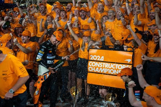 December 8, 2024, Abu Dhabi, Singapore, United Arab Emirates: McLaren World Championship, WM, Weltmeisterschaft Celebrations on Sunday at the 2024 Formula 1 Abu Dhabi Grand Prix at the Yas Marina Circuit. Abu Dhabi United Arab Emirates - ZUMAl191 20241208_zsp_l191_112 Copyright: xAntoinexLapeyrex