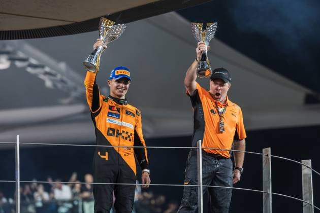 Yas Marina Circuit, Abu Dhabi, United Arab Emirates 8.December.2024; Lando Norris of McLaren F1 Team and Zak Brown of Mclaren CEO during Formula One Abu Dhabi GP  (275664511)