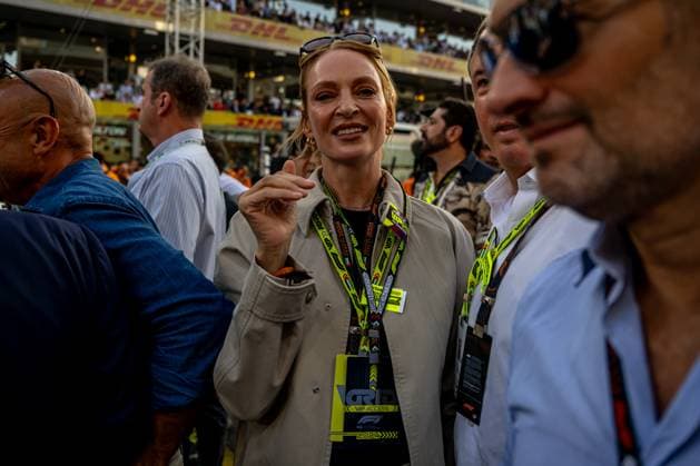 ABU DHABI, UNITED ARAB EMIRATES: Uma Thurman, racing for the Red Bull Racing team during the 2024 Formula 1 Abu Dhabi Grand Prix at the Yas Marina Circuit in Abu Dhabi, United Arab Emirates