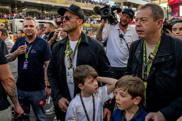 ABU DHABI, UNITED ARAB EMIRATES: Jason Statham, famous movie star, at the 2024 Formula 1 Abu Dhabi Grand Prix at the Yas Marina Circuit in Abu Dhabi, United Arab Emirates.