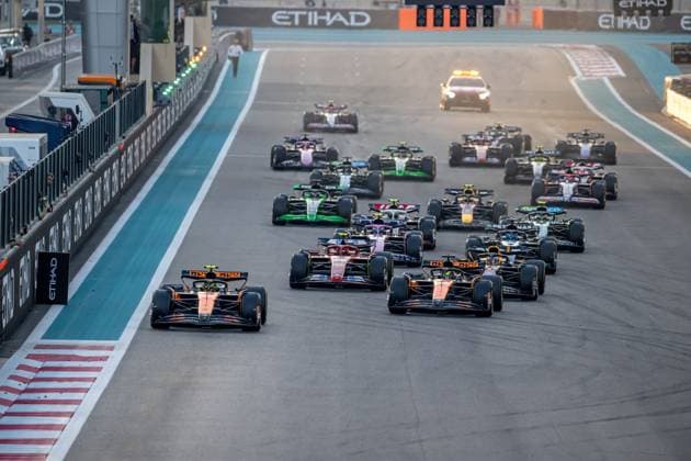 ABU DHABI, UNITED ARAB EMIRATES: Lando Norris, racing for the McLaren F1 team during the 2024 Formula 1 Abu Dhabi Grand Prix at the Yas Marina Circuit in Abu Dhabi, United Arab Emirates