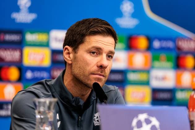 UEFA Champions League: Abschlusstraining Bayer 04 Leverkusen; 09.12.2024 Xabi Alonso (Cheftrainer Bayer 04 Leverkusen) während der Pressekonferenz UEFA Champions League: Abschlusstraining Bayer 04 Leverkusen vor dem Spiel gegen Inter Mailand, Leverkusen, BayArena am 09.12.2024 Copyright: xBEAUTIFULxSPORTS Wunderlx