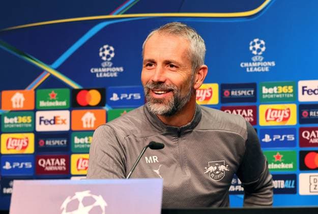 RB Leipzig - Pressekonferenz Champions League Leipzig, 09.12.2024, Red Bull Arena, Fussball, UEFA Champions League, Matchday-1, RB LEIPZIG vs. ASTON VILLA FC am 10 12 2024 , Pressekonferenz RB Leipzig am Vortag der Partie , Im Bild: Trainer Marco Rose (RB Leipzig) ,