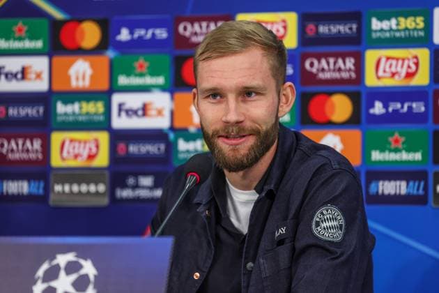09.12.2024, Fussball, Saison 2024 2025, Champions League, 6. Spieltag, Pressekonferenz FC Bayern München, Konrad Laimer (FC Bayern München) Gelsenkirchen Veltins Arena NRW Deutschland xRHR-FOTO TRx Copyright: TimxRehbein RHR-FOTOx RHR-FOTO TR