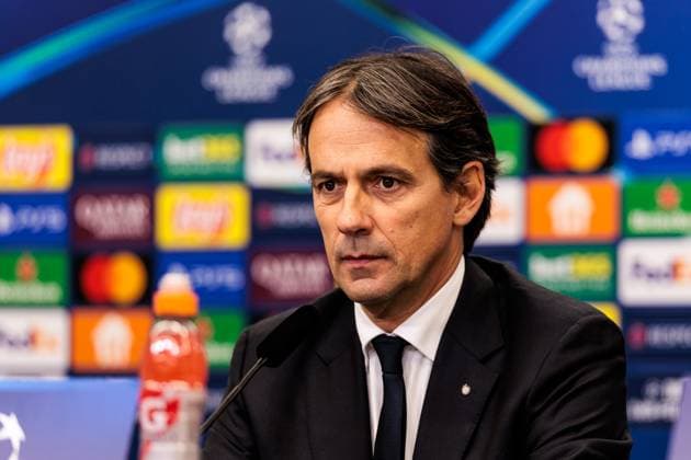 UEFA Champions League: Pressekonferenz Inter Mailand ; 09.12.2024 Simone Inzaghi (Trainer Inter Mailand) während der Pressekonferenz UEFA Champions League: Pressekonferenz Inter Mailand vor dem Spiel gegen Bayer 04 Leverkusen, Leverkusen, BayArena am 09.12.2024 Copyright: xBEAUTIFULxSPORTS Wunderlx
