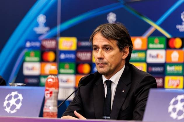 UEFA Champions League: Pressekonferenz Inter Mailand ; 09.12.2024 Simone Inzaghi (Trainer Inter Mailand) während der Pressekonferenz UEFA Champions League: Pressekonferenz Inter Mailand vor dem Spiel gegen Bayer 04 Leverkusen, Leverkusen, BayArena am 09.12.2024 Copyright: xBEAUTIFULxSPORTS Wunderlx
