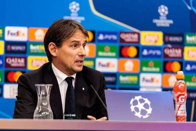 UEFA Champions League: Pressekonferenz Inter Mailand ; 09.12.2024 Simone Inzaghi (Trainer Inter Mailand) während der Pressekonferenz UEFA Champions League: Pressekonferenz Inter Mailand vor dem Spiel gegen Bayer 04 Leverkusen, Leverkusen, BayArena am 09.12.2024 Copyright: xBEAUTIFULxSPORTS Wunderlx