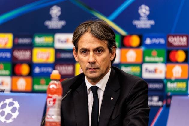UEFA Champions League: Pressekonferenz Inter Mailand ; 09.12.2024 Simone Inzaghi (Trainer Inter Mailand) während der Pressekonferenz UEFA Champions League: Pressekonferenz Inter Mailand vor dem Spiel gegen Bayer 04 Leverkusen, Leverkusen, BayArena am 09.12.2024 Copyright: xBEAUTIFULxSPORTS Wunderlx