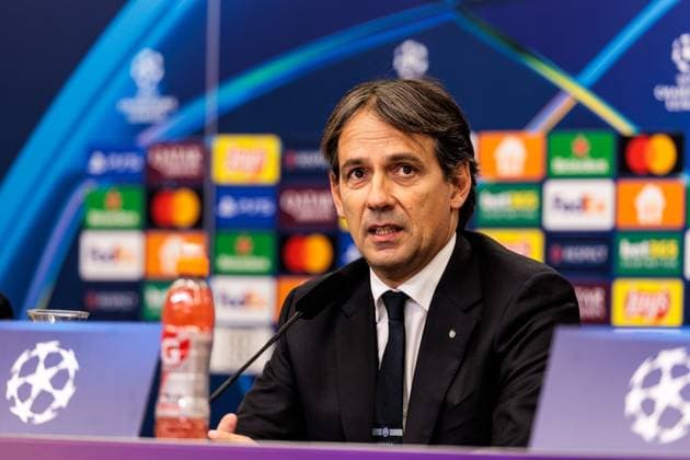 UEFA Champions League: Pressekonferenz Inter Mailand ; 09.12.2024 Simone Inzaghi (Trainer Inter Mailand) während der Pressekonferenz UEFA Champions League: Pressekonferenz Inter Mailand vor dem Spiel gegen Bayer 04 Leverkusen, Leverkusen, BayArena am 09.12.2024 Copyright: xBEAUTIFULxSPORTS Wunderlx