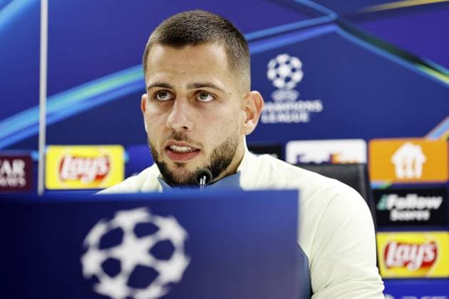 ROTTERDAM - David Hancko of Feyenoord during a press conference, PK, Pressekonferenz at the Kuip prior to the Champions League match against Sparta Prague. ANP MAURICE VAN STEEN MD-1 UEFA Champions League 2024 25 League Phase MD6 Trainings session and Press Conference Feyenoord xVIxANPxSportx xxANPxIVx 515387612 originalFilename: 515387612.jpg