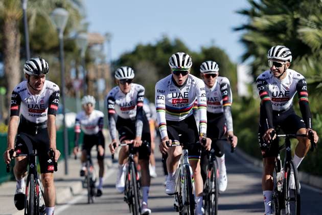 Tadej Pogacar Rides In Pre-season Tadej Pogacar is at the UAE Emirates Cycling Team pre-season training camp in Benidorm, Spain, on December 10, 2024. Benidorm Spain  Copyright: xJosexMiguelxFernandezx originalFilename:fernandezdevelascosanz-uaeemira241210_npO83.jpg