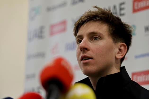 Tadej Pogacar In press conference, PK, Pressekonferenz Tadej Pogacar for the UAE Emirates Cycling Team attends a press conference after training in Benidorm, Spain, on December 10, 2024. Benidorm Spain  Copyright: xJosexMiguelxFernandezx originalFilename:fernandezdevelascosanz-uaeemira241210_npbsV.jpg